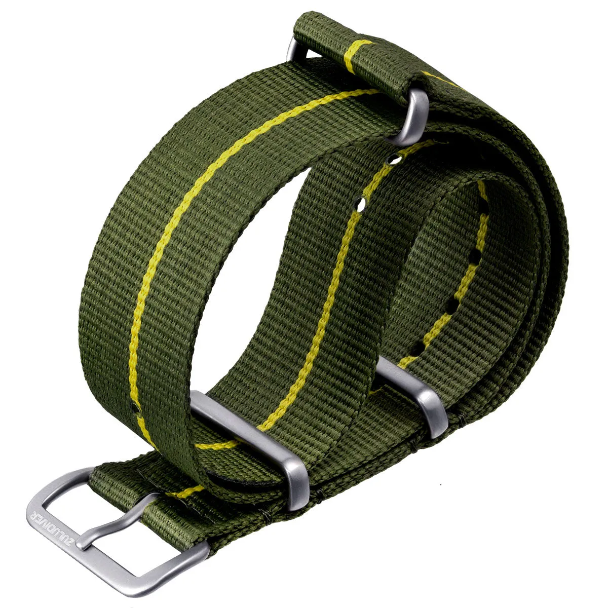 1973 British Military Watch Strap: CADET Marine National - Green, Yellow Stripe