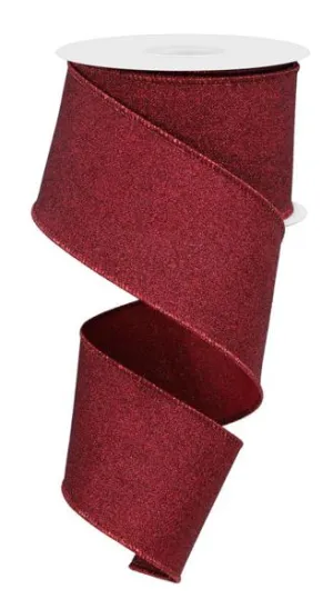 2.5" Fine Glitter Ribbon: Burgundy - 10yds