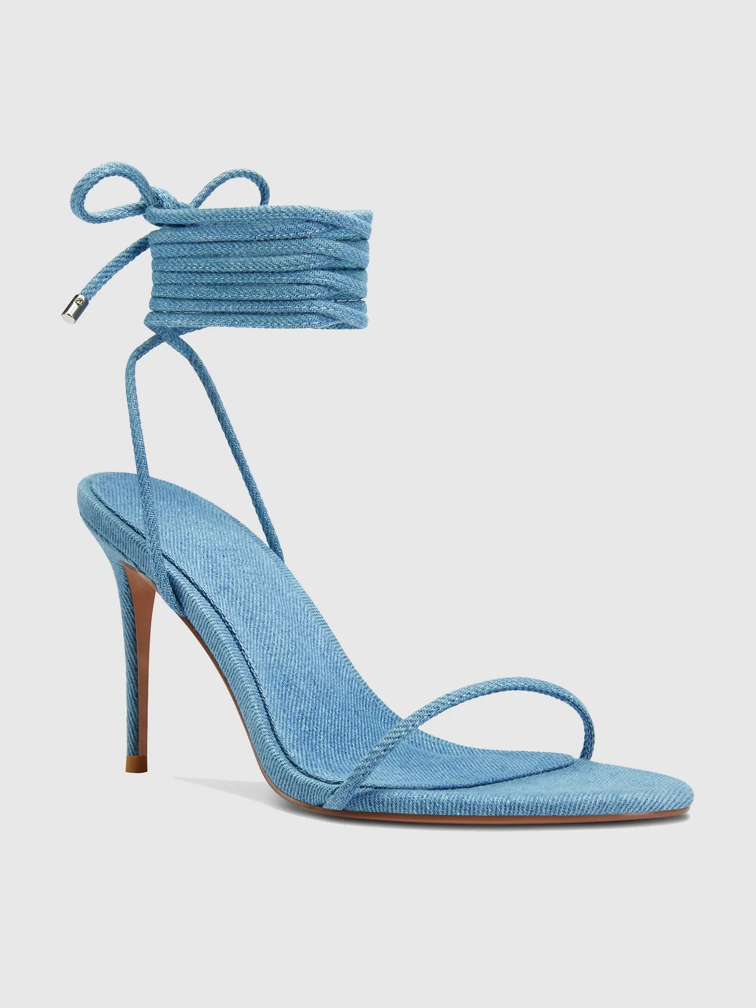 3.0 Barely There Lace Up Heel- Denim