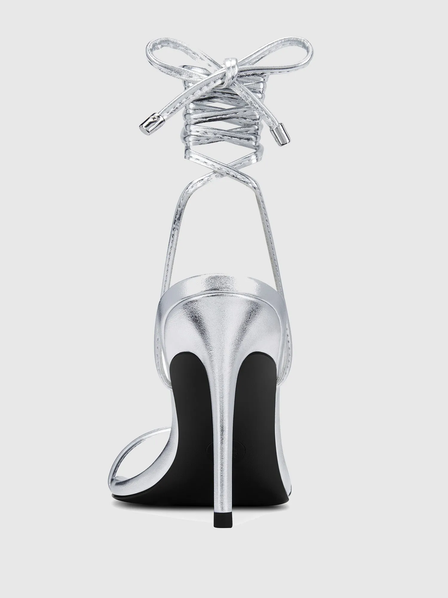 3.0 Barely There Lace Up Heel- Silver