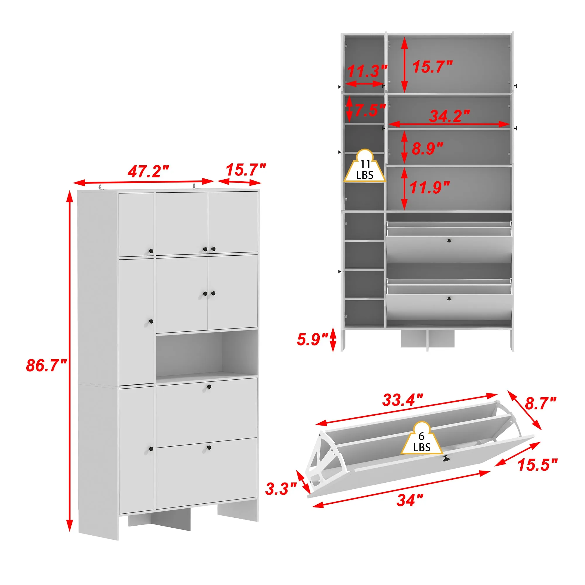 9-Door 1-Shelf Wardrobe With Shoe Storage Cabinet