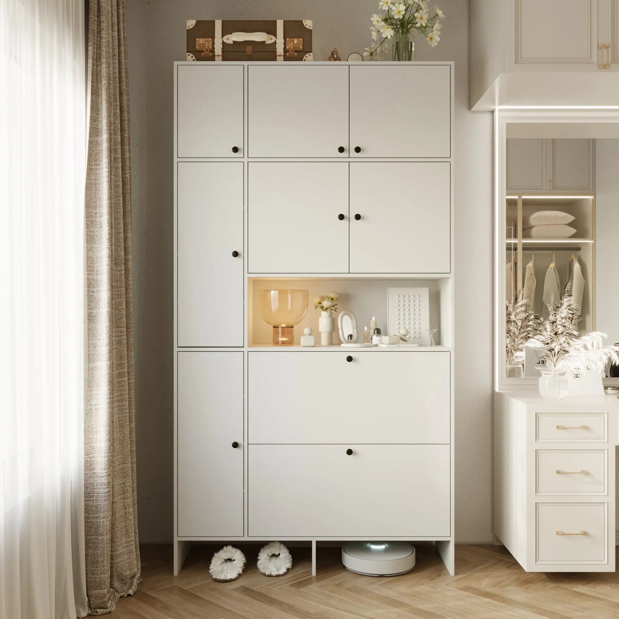 9-Door 1-Shelf Wardrobe With Shoe Storage Cabinet