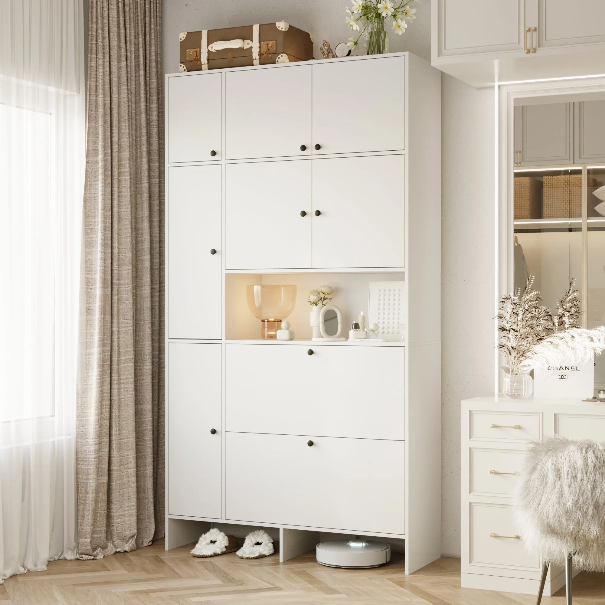 9-Door 1-Shelf Wardrobe With Shoe Storage Cabinet