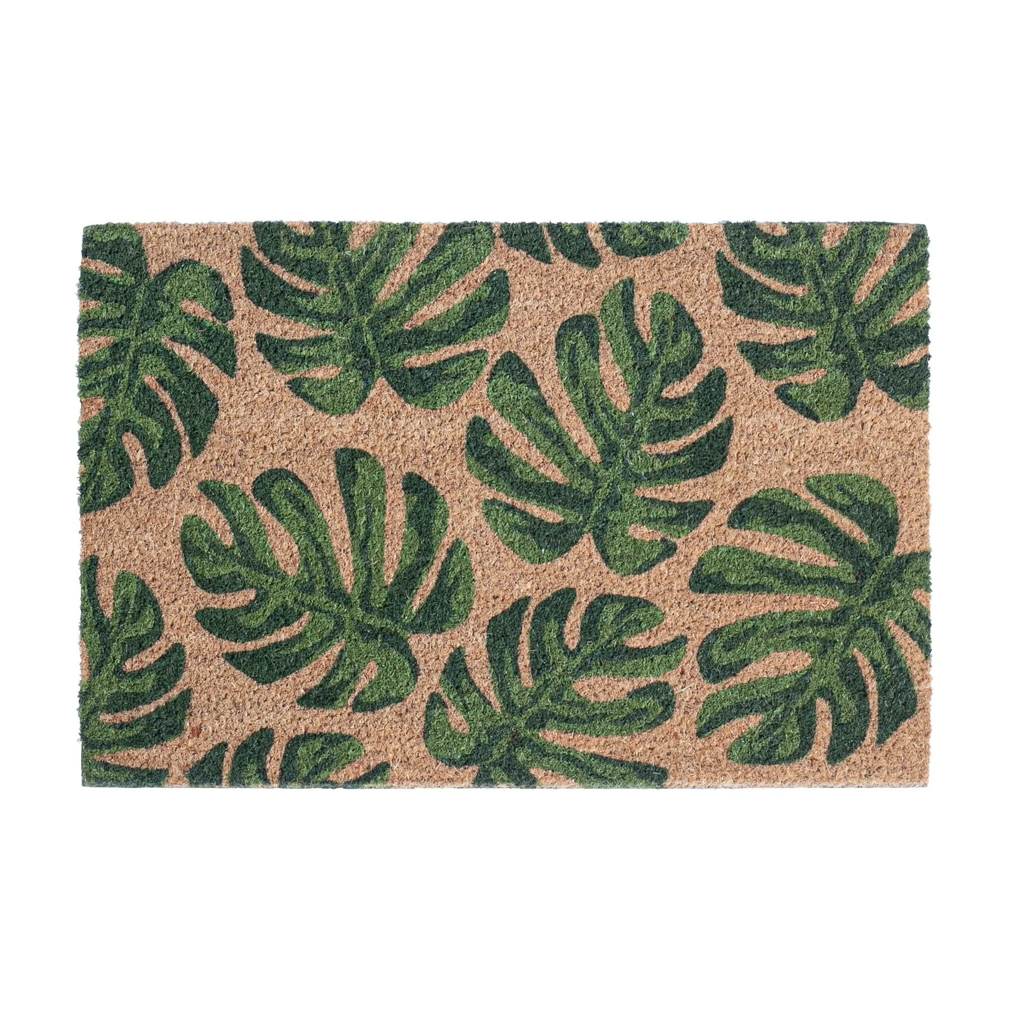 90cm x 60cm Green Banana Leaf Coir Door Mat - By Nicola Spring