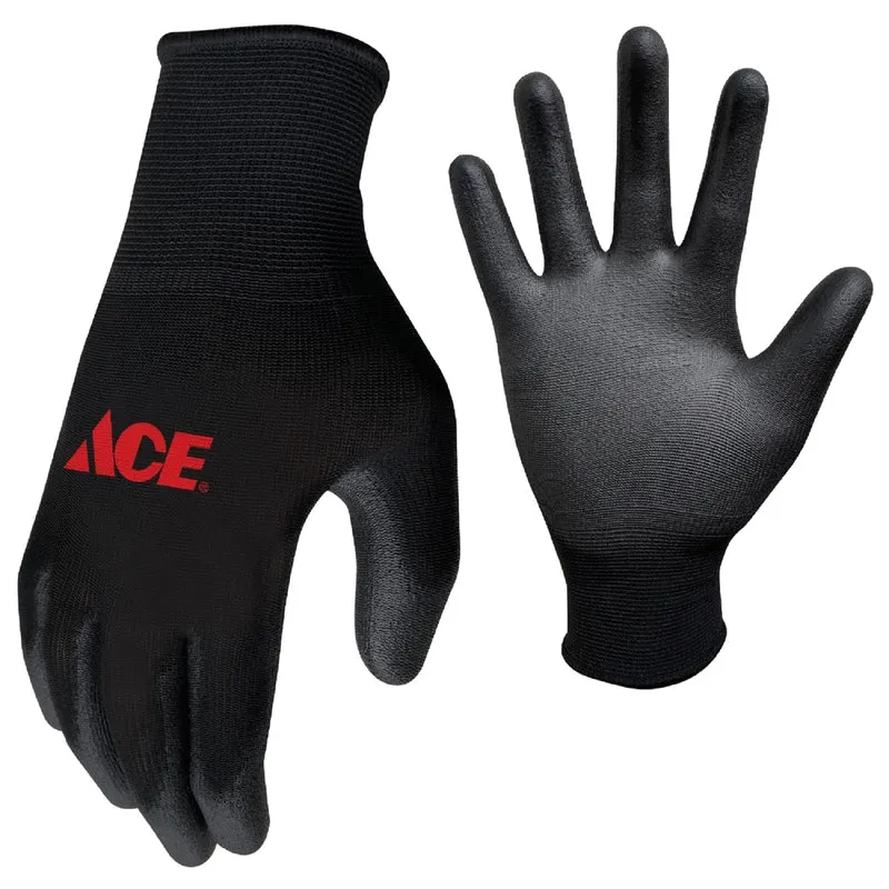 Ace Men's Indoor/Outdoor Coated Work Gloves Black L 1 pair