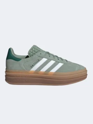 Adidas Gazelle Bold Women Original  Shoes Silver Green/White