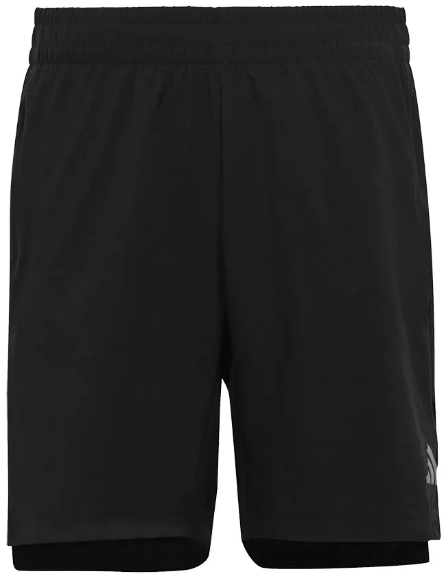 Adidas Junior Aeroready 3 Stripes Woven Short Black Reflective Silver