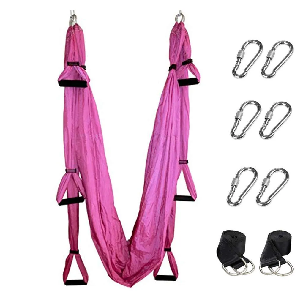 Aerial Yoga Swing with Extensions Straps, Carabiners and Carrying Bag - Bormart