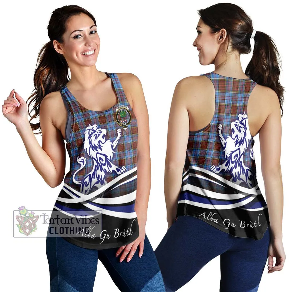 Anderson Modern Tartan Women's Racerback Tanks with Alba Gu Brath Regal Lion Emblem