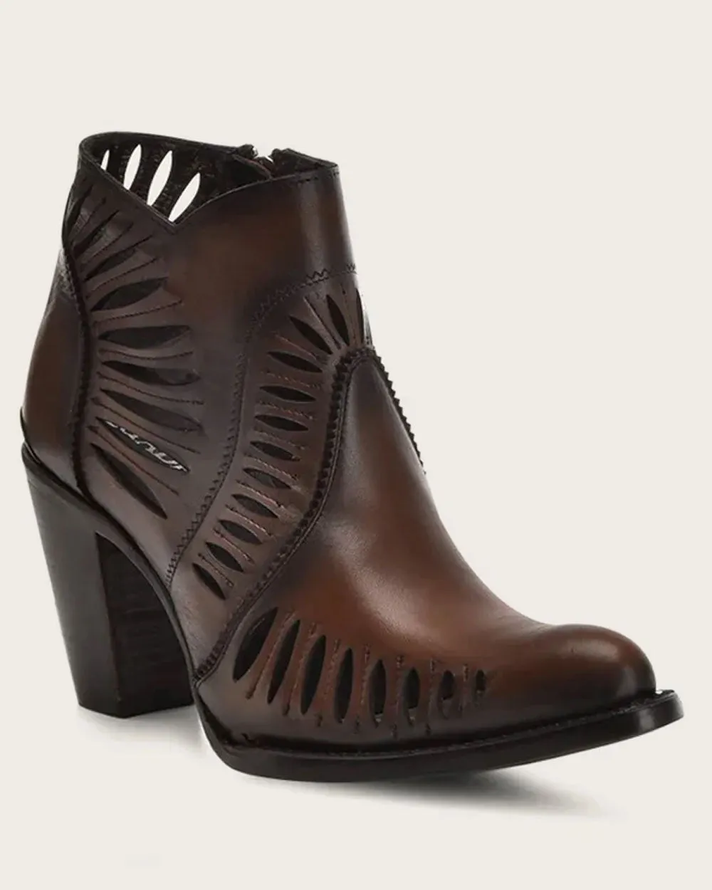 Ankle simple perforated brown bootie