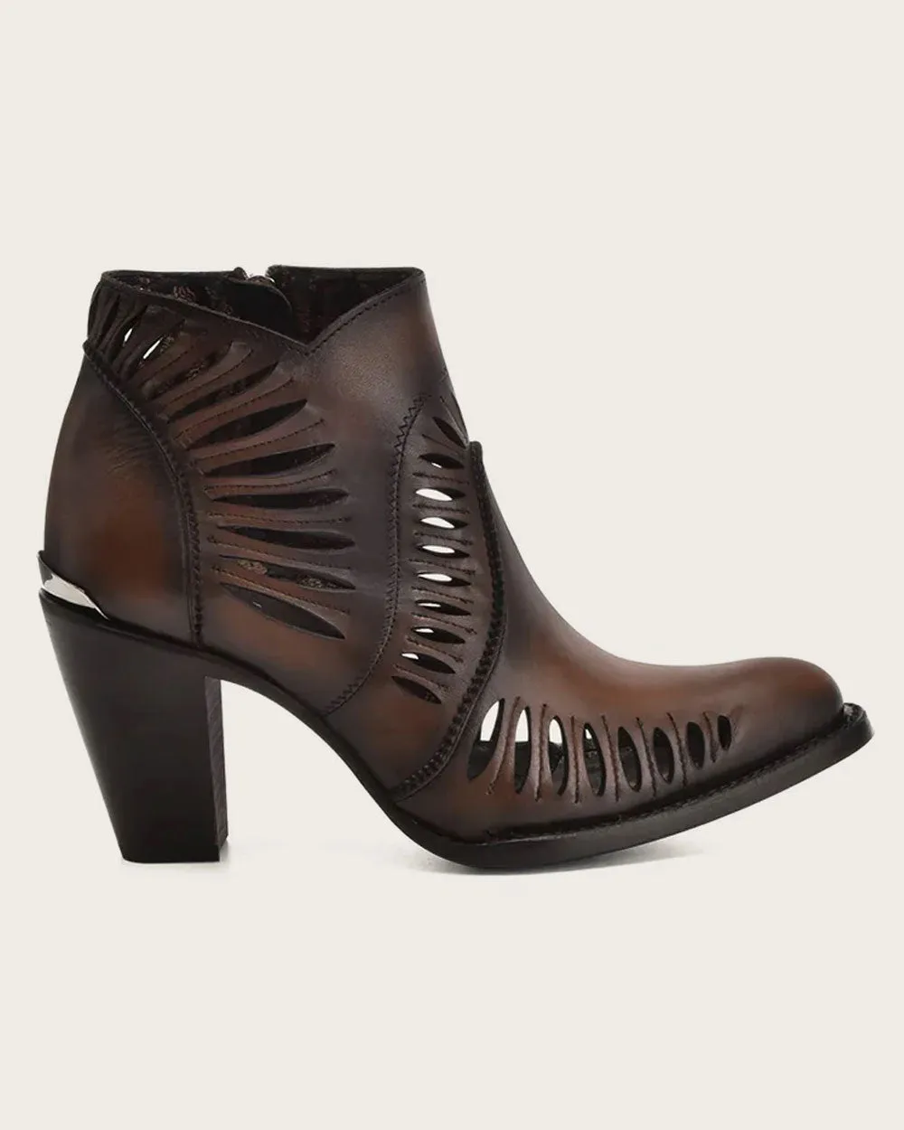 Ankle simple perforated brown bootie