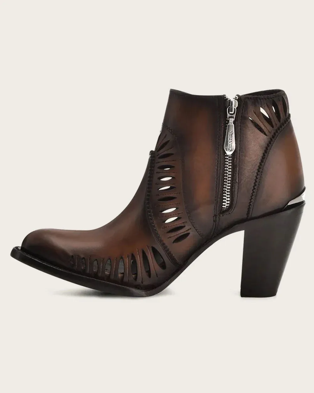 Ankle simple perforated brown bootie