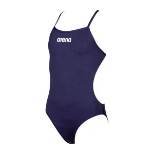 Arena Girl's Solid Lightech Swimming Suit-Navy Blue