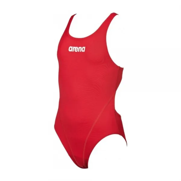 Arena Girls Solid Swim Tech JR Swimming Suit-Red