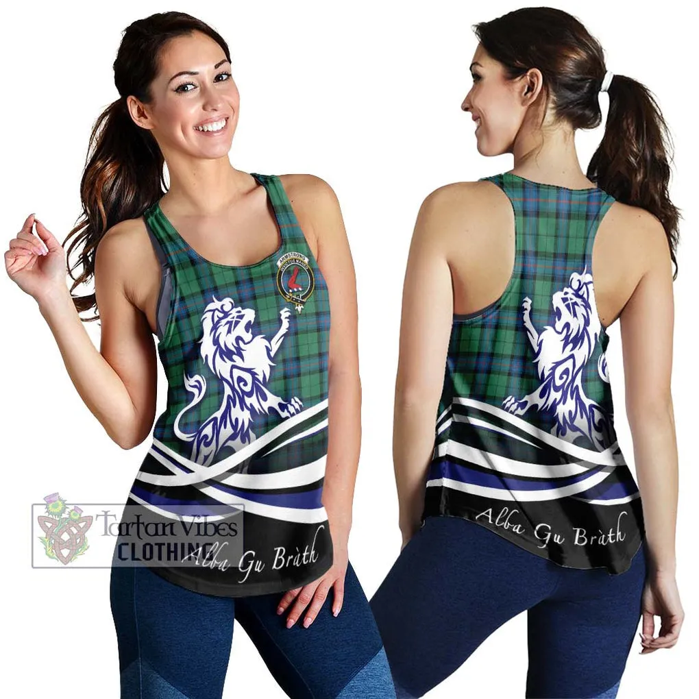 Armstrong Ancient Tartan Women's Racerback Tanks with Alba Gu Brath Regal Lion Emblem