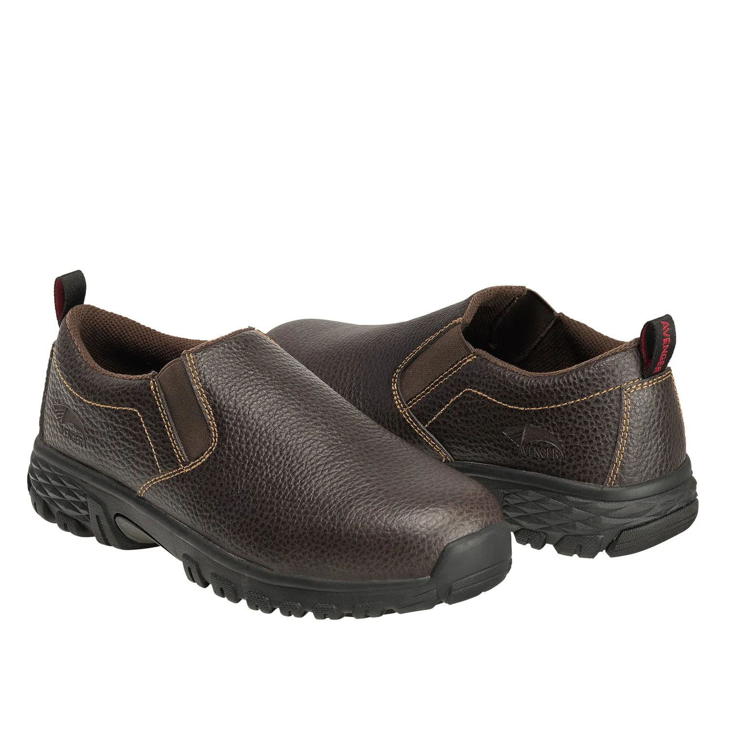 Avenger Mens Flight Brown Leather Slip-On Shoes