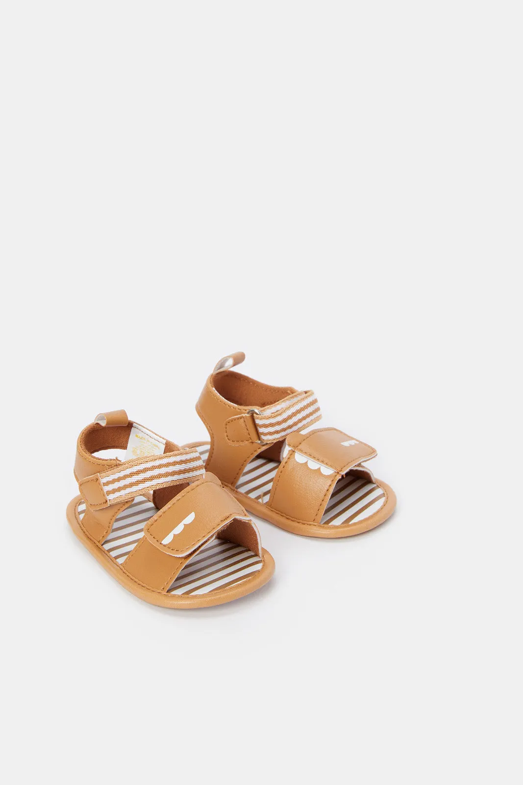 Babies Tan Embellished Pram Shoe