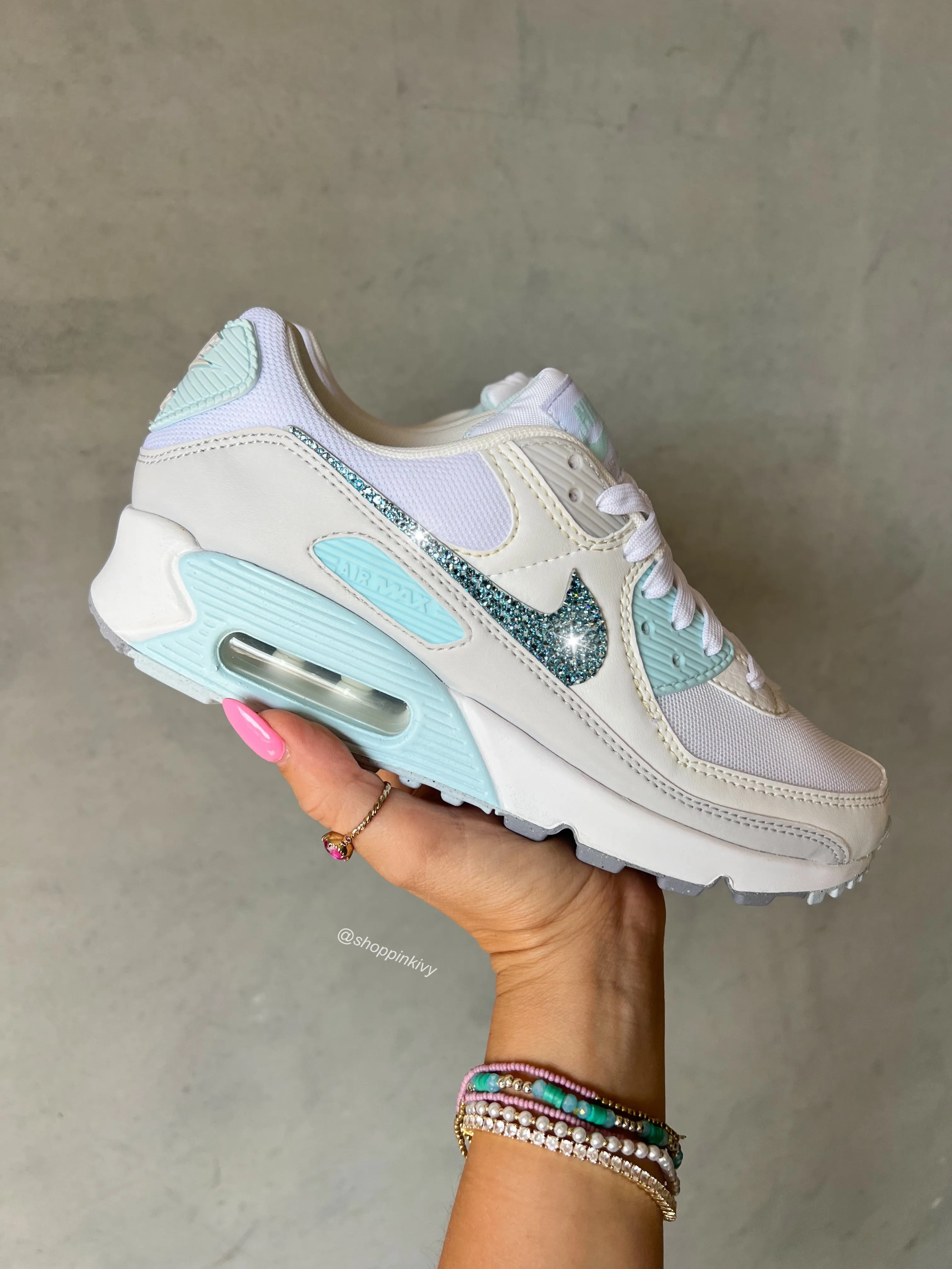 Baby Blue Swarovski Womens Nike Air Max 90