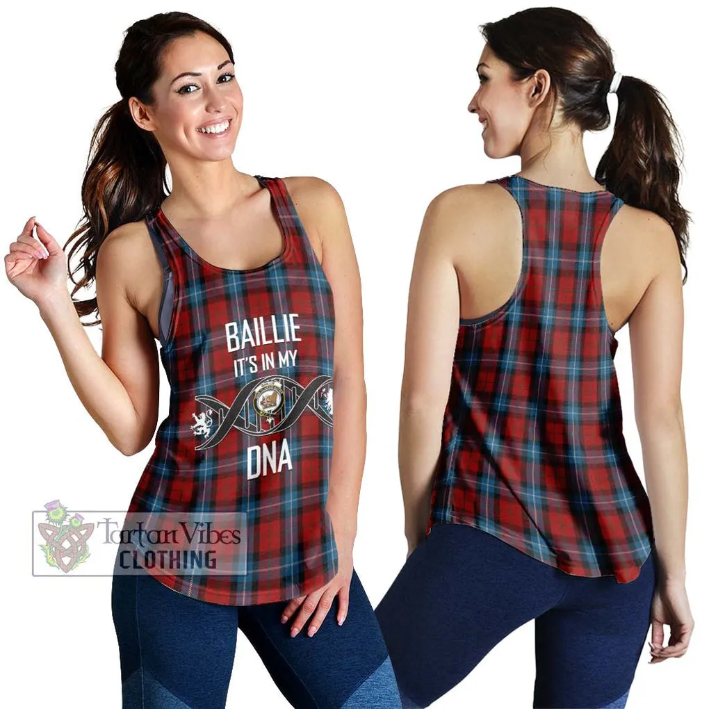 Baillie of Polkemmet Red Tartan Women's Racerback Tanks with Family Crest DNA In Me Style