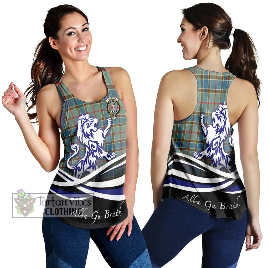 Balfour Blue Tartan Women's Racerback Tanks with Alba Gu Brath Regal Lion Emblem