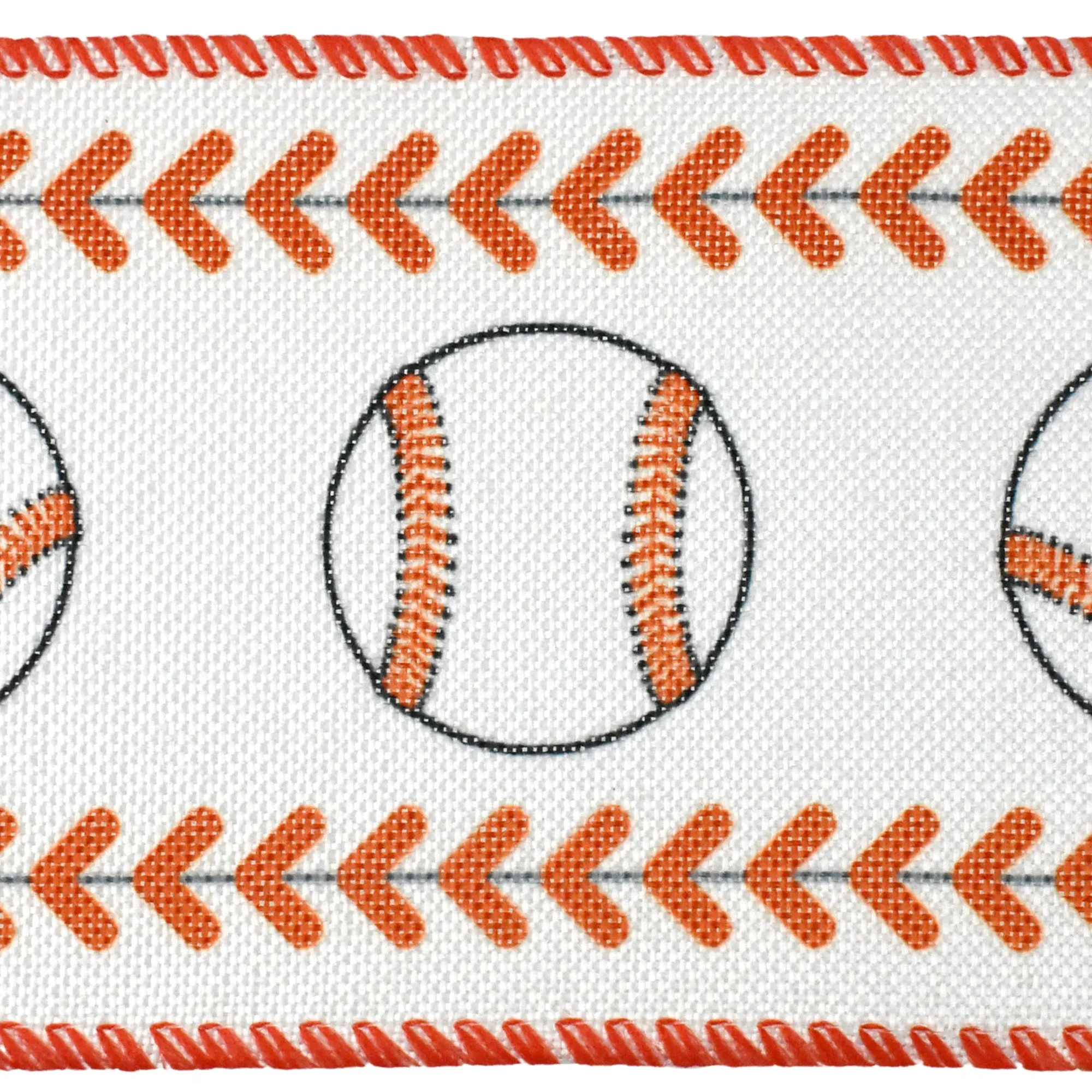 Baseball Stitched Edge Sports Wired Ribbon, 2-1/2-Inch, 10-Yard