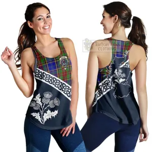 Beattie (Beatty) Tartan Women's Racerback Tanks Featuring Thistle and Scotland Map