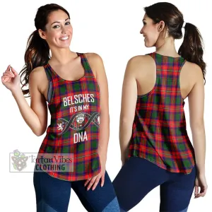 Belsches Tartan Women's Racerback Tanks with Family Crest DNA In Me Style