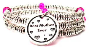 Best Mother Ever With Hearts Curly Coil Wrap Style Bangle Bracelet