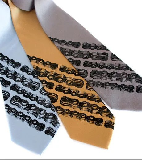 Bike Chain Stripe Silk Necktie