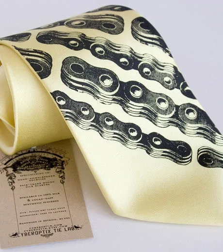 Bike Chain Stripe Silk Necktie