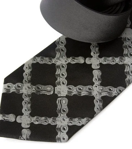 Bike Chain Tartan Silk Necktie