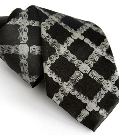 Bike Chain Tartan Silk Necktie