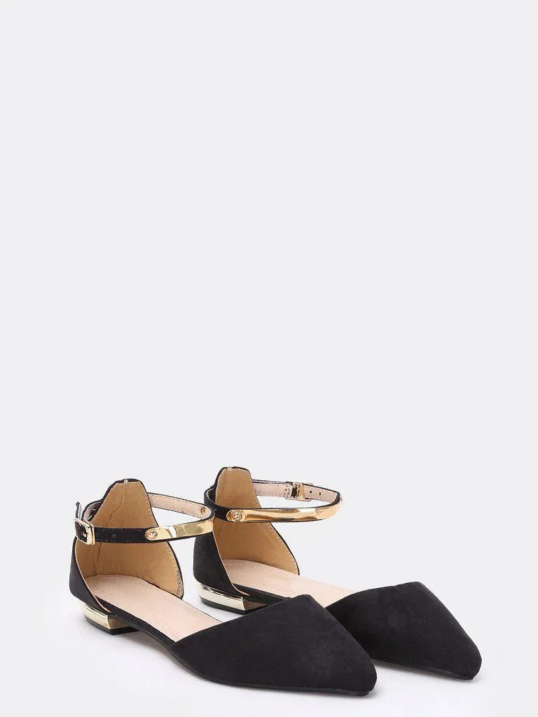 Black Point Toe Metallic Slingbacks Flats