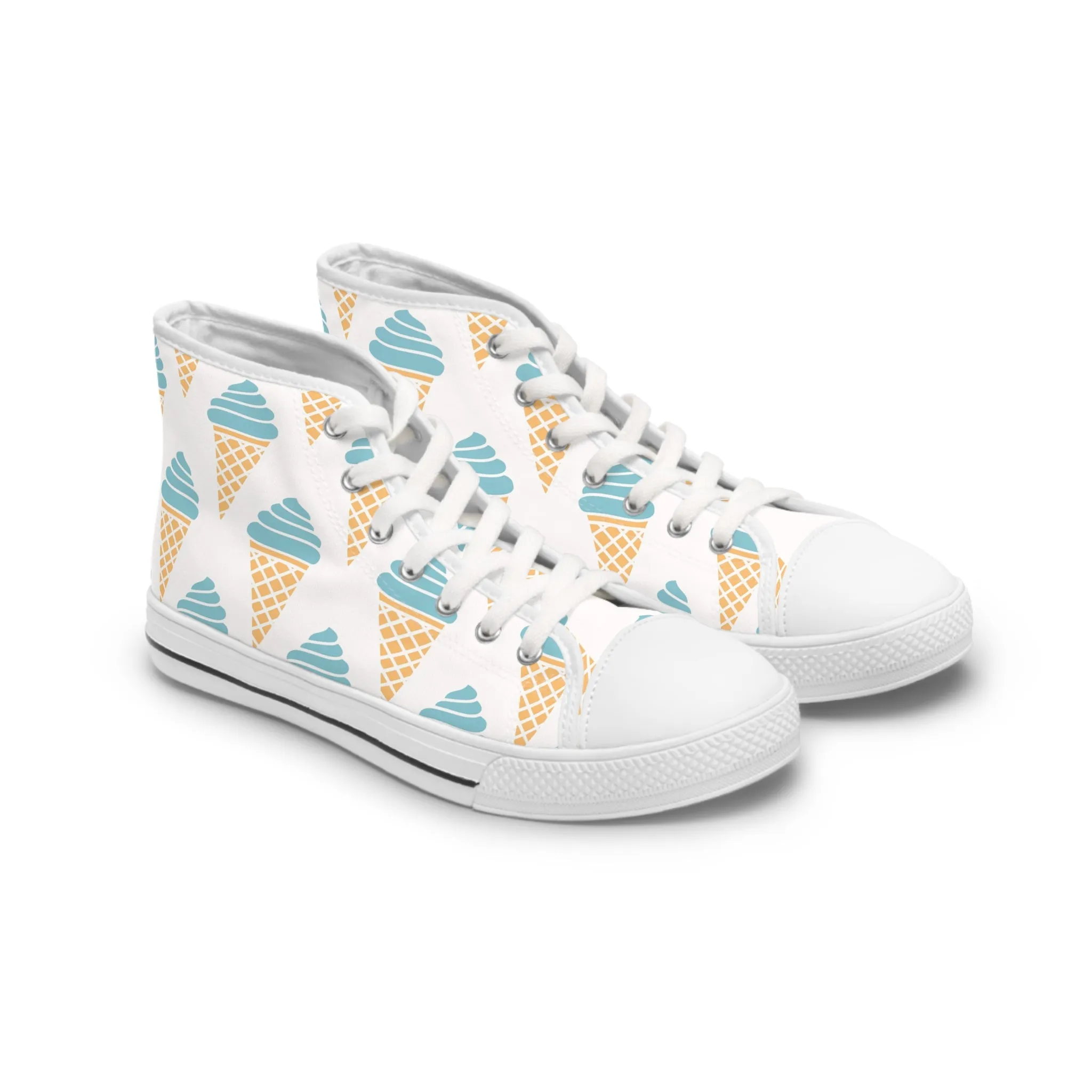 Blue Ice Cream Cone Women's High Top Sneakers