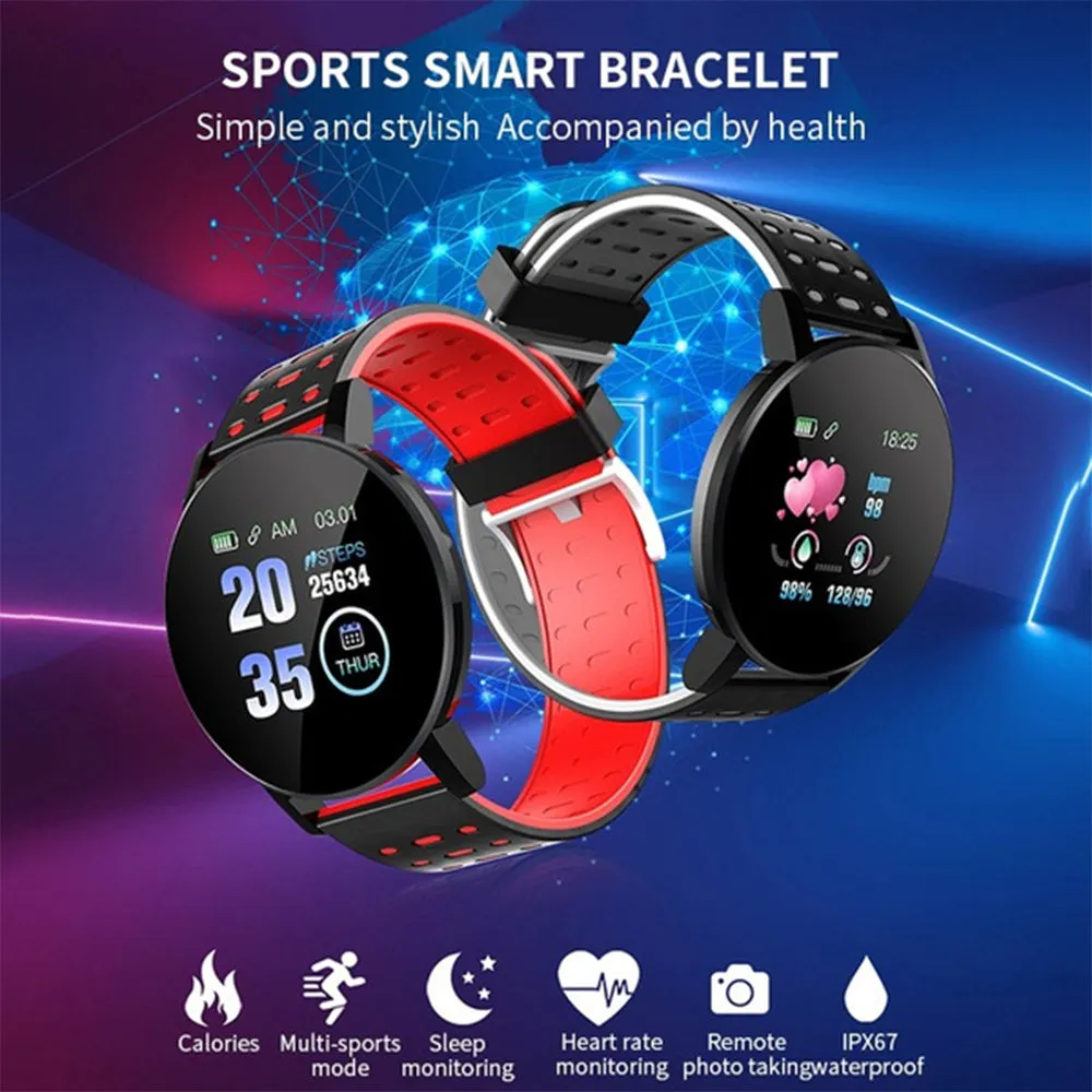 Bluetooth Smartwatch Blood Pressure Monitor Unisex and Fitness Tracker- USB Charging