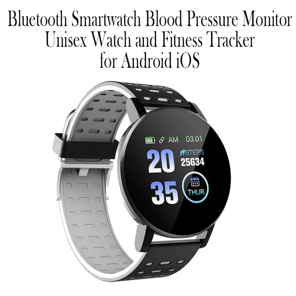 Bluetooth Smartwatch Blood Pressure Monitor Unisex and Fitness Tracker- USB Charging