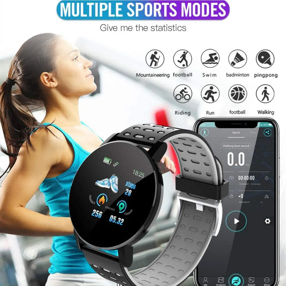 Bluetooth Smartwatch Blood Pressure Monitor Unisex and Fitness Tracker- USB Charging