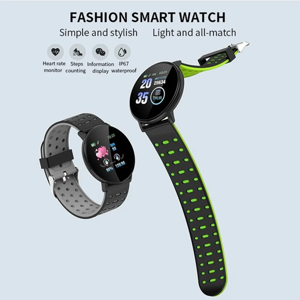 Bluetooth Smartwatch Blood Pressure Monitor Unisex and Fitness Tracker- USB Charging