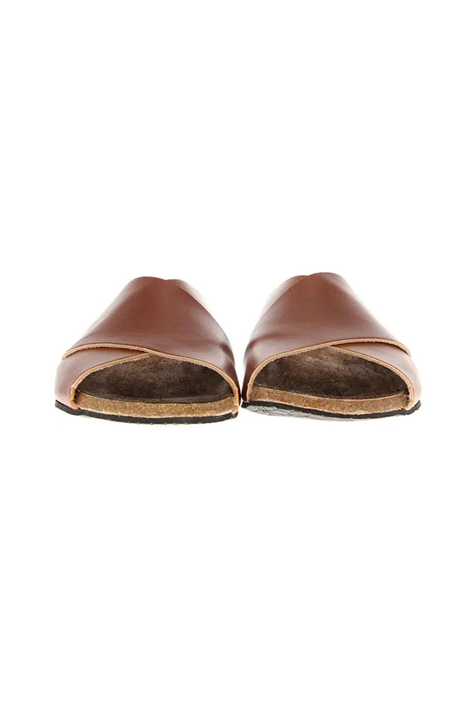 Bosabo Crossover Slides in Brown Leather