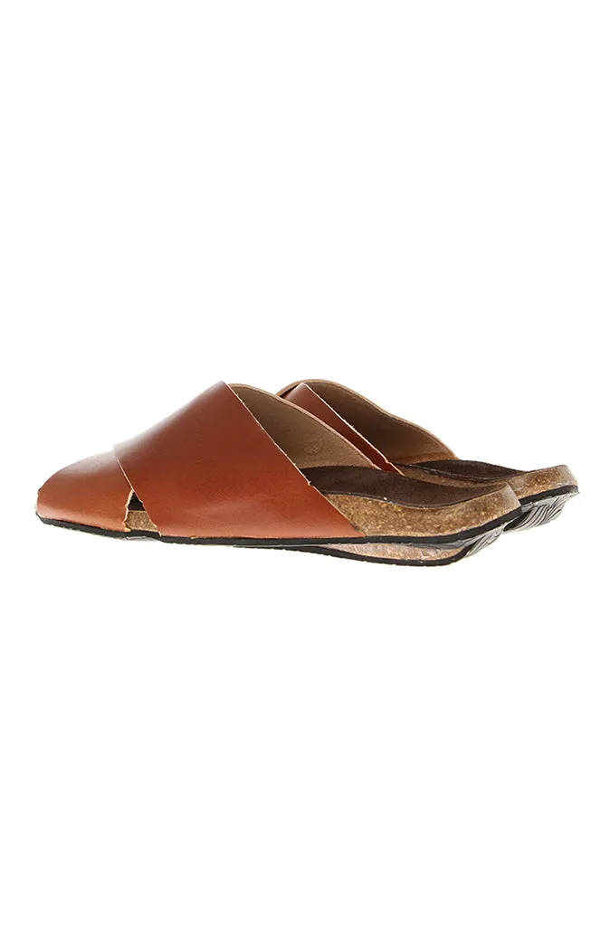 Bosabo Crossover Slides in Brown Leather