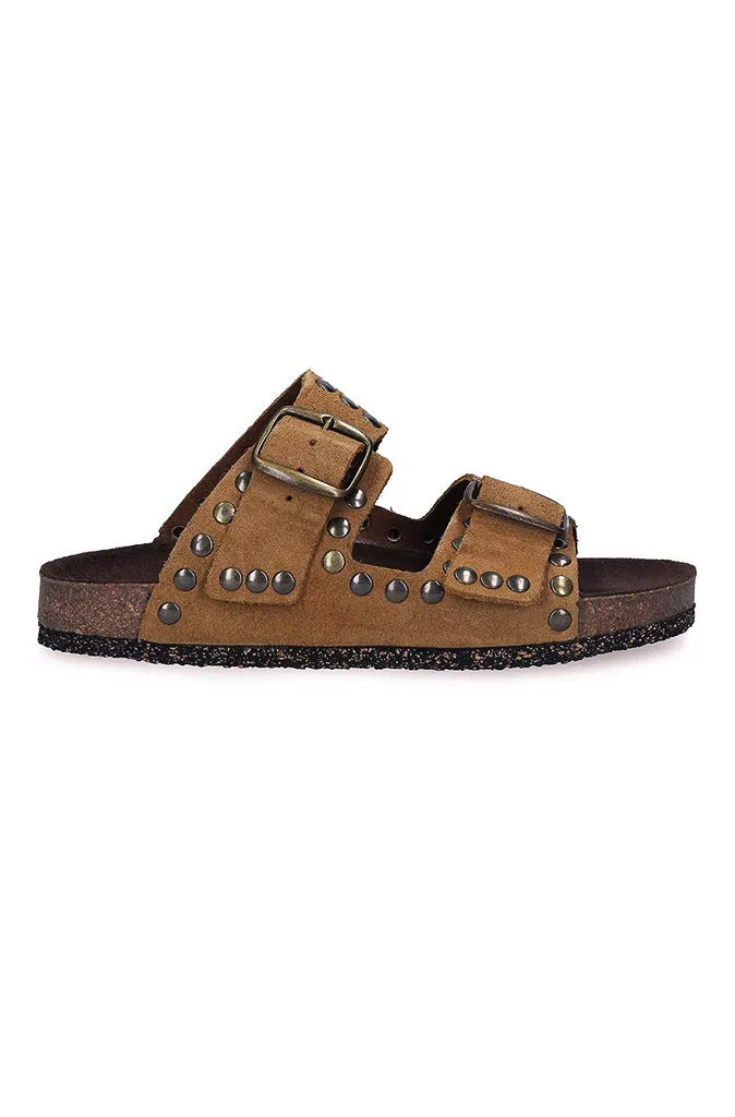 Bosabo Rivet Sandals in Tan Suede