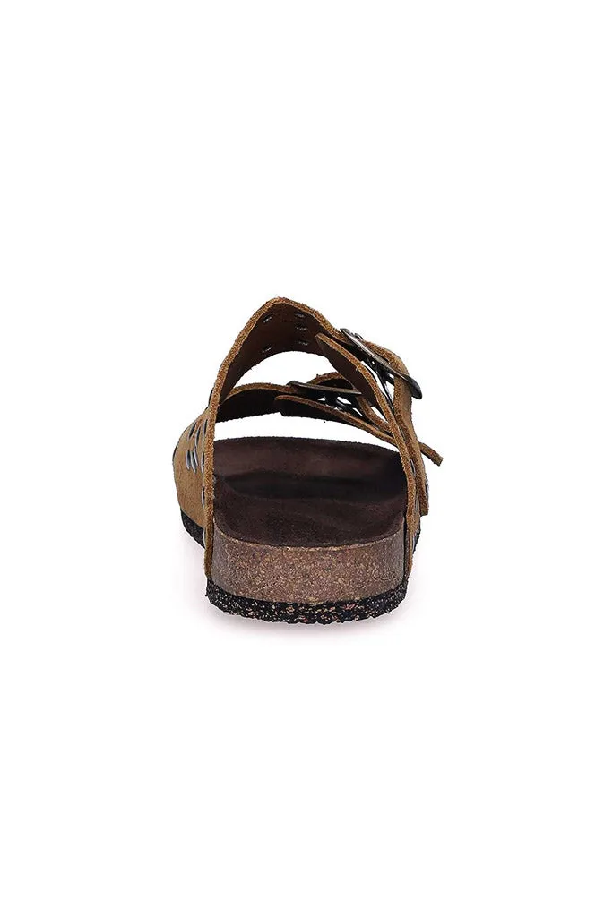 Bosabo Rivet Sandals in Tan Suede