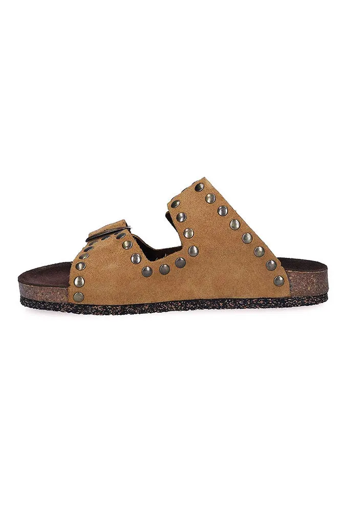 Bosabo Rivet Sandals in Tan Suede