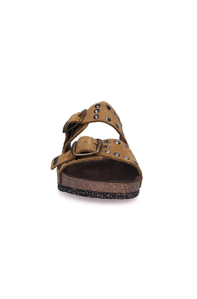 Bosabo Rivet Sandals in Tan Suede