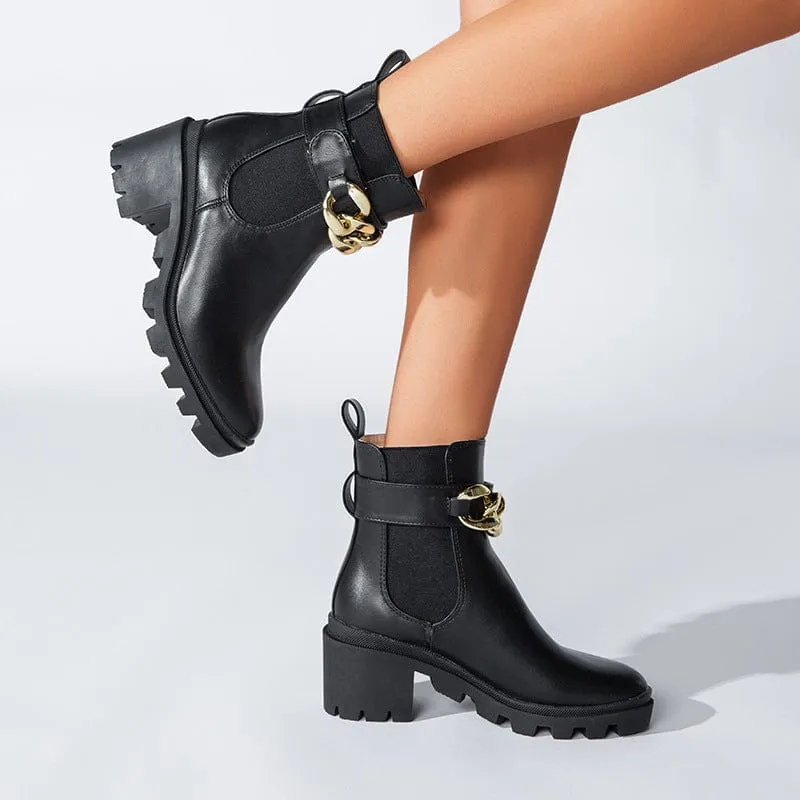 British style chunky heel Boots