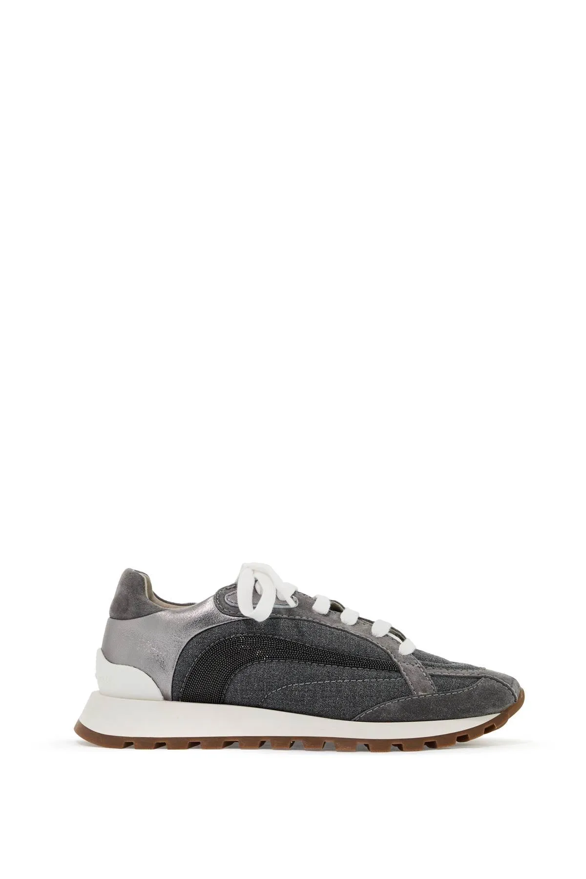 Brunello Cucinelli Wool Sneakers With Precious Stripe Design