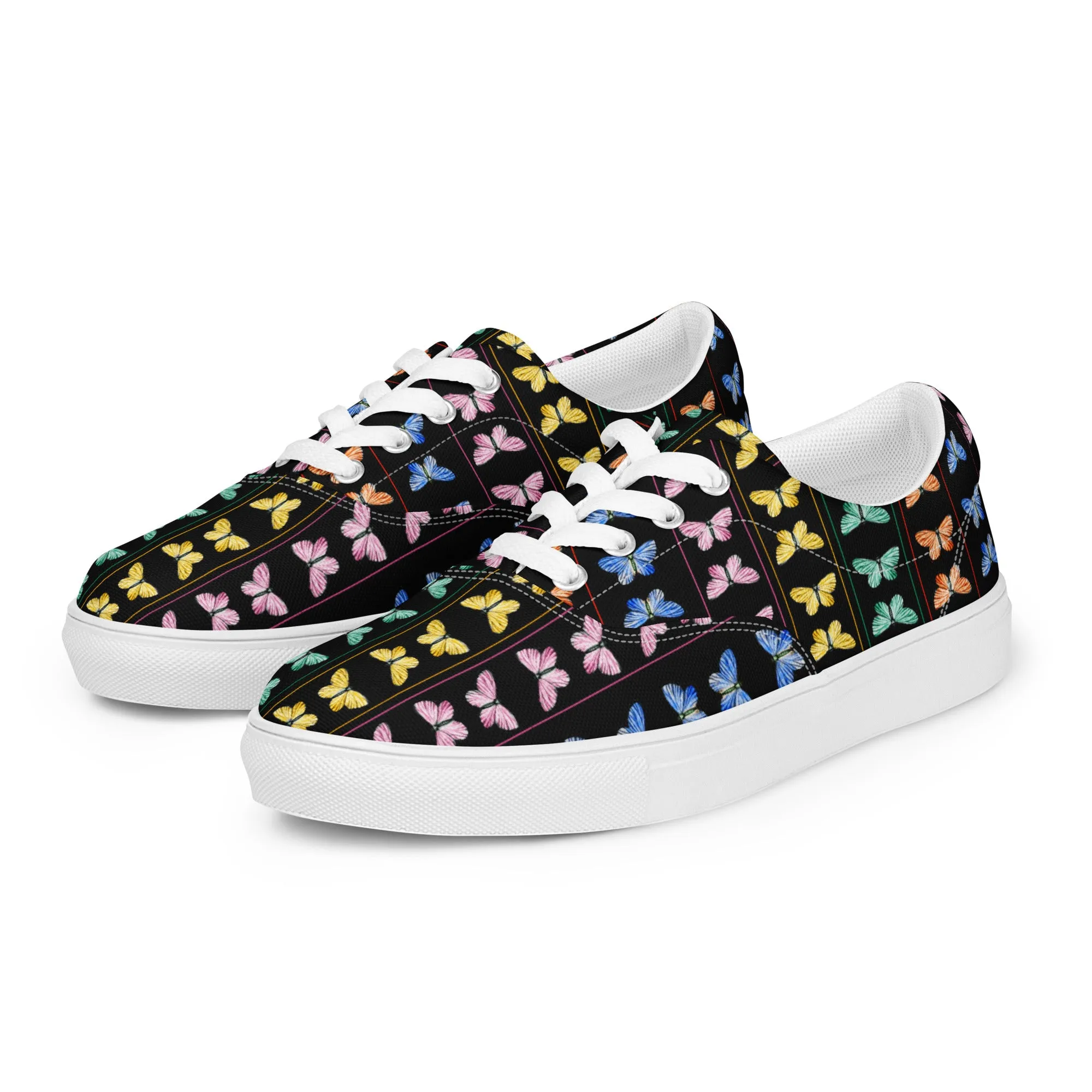 Butterfly Kaleidoscope Women’s lace-up canvas shoes