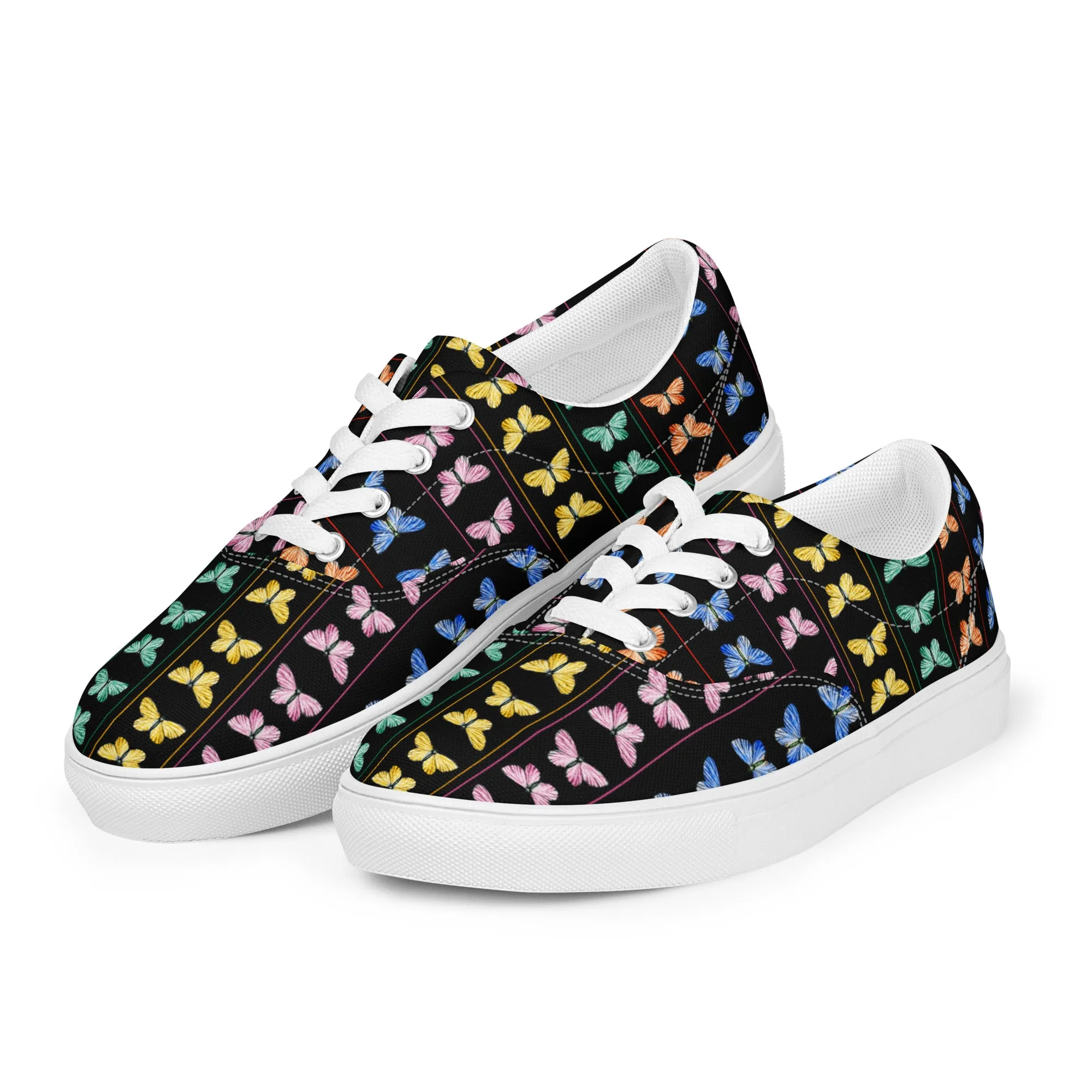 Butterfly Kaleidoscope Women’s lace-up canvas shoes