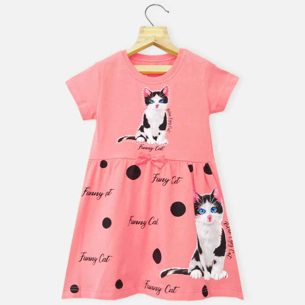 Cat Theme Short Sleeves Dress