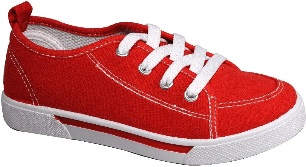 children's size 11-3 red canvas lace up sneaker Case of 18